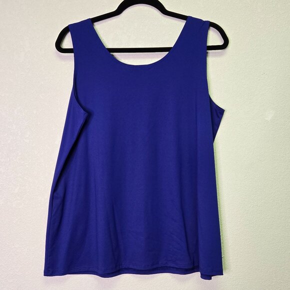 NWT Chicos Blue Knit Tank Top Size 3 Microfiber Contemporary Sleeveless Blue - Picture 2 of 8